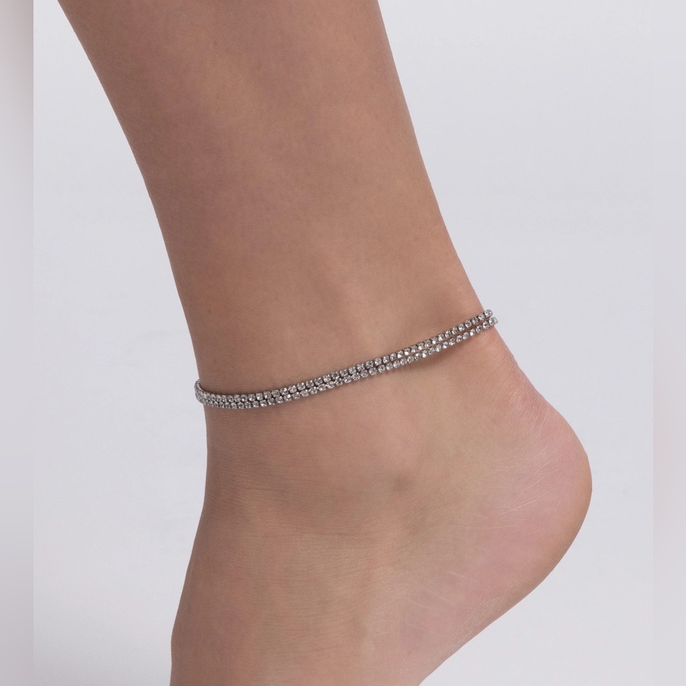 Silver Rhinestone Anklet - Picture 2 of 2